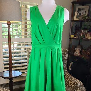 Collette Dinnigan Vibrant Green Pleated Trellis Dress Size 14